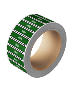 Retour leidingmarkering op rol, 25 meter, groen wit, stroomrichting