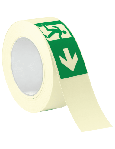 Extra lichtgevende nooduitgang rechts stickers - 25 meter op rol - groen wit