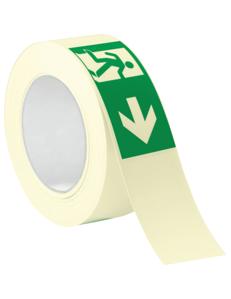 Extra lichtgevende nooduitgang rechts stickers - 25 meter op rol - groen wit