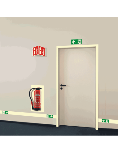 Extra lichtgevende nooduitgang links stickers - 25 meter op rol - groen wit