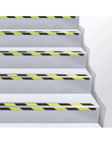 Lichtgevend antislip hoekprofiel trap - geel zwart