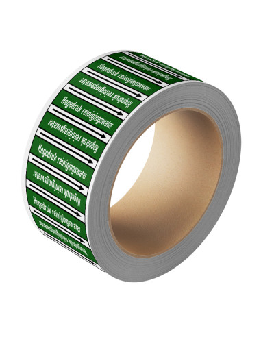 Hogedruk reinigingswaterleidingmarkering op rol, 25 meter, groen wit, stroomrichting