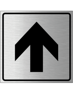 Pijl bordje, geborsteld aluminium, grijs zwart, vierkant, met pijl pictogram