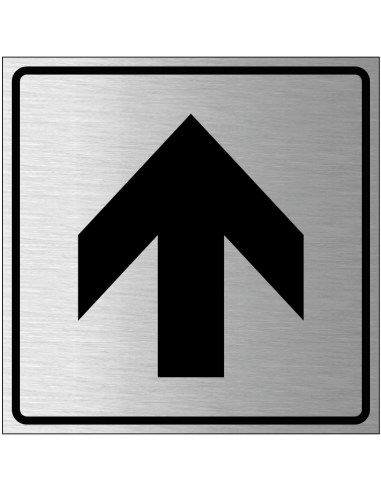 Pijl bordje, geborsteld aluminium, grijs zwart, vierkant, met pijl pictogram