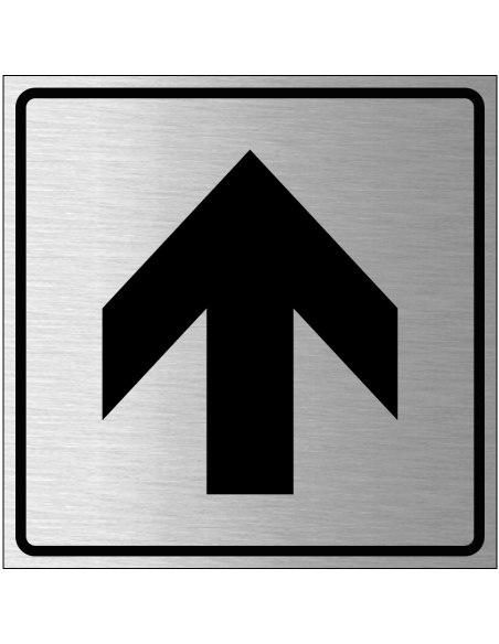 Pijl bordje, geborsteld aluminium, grijs zwart, vierkant, met pijl pictogram