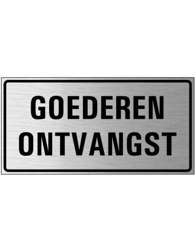 Goederen ontvangst, zwart, geborsteld aluminium, rechthoek, Nederlandse taal