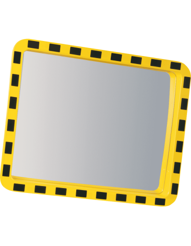 Rechthoekige bewakingsspiegel - geel zwart - acrylglas