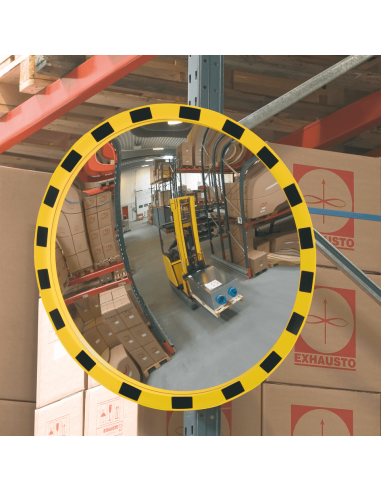 Ronde bewakingsspiegel - geel zwart - acrylglas