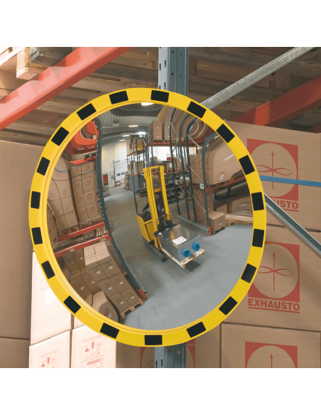 Ronde bewakingsspiegel - geel zwart - acrylglas