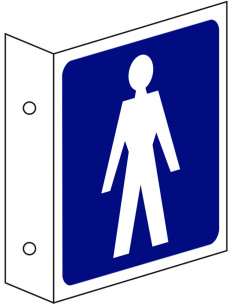 Herentoilet blauw wit haaks bord, kunststof, 200 x 200 mm, blauw wit, haaks