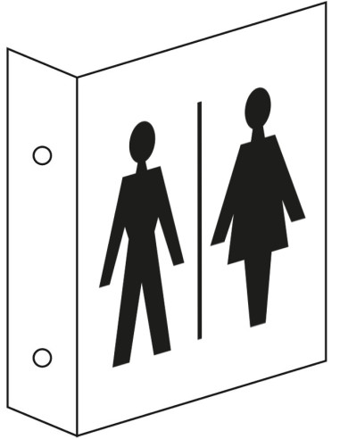 Gezamenlijk toilet haakse bord, pvc, 200 x 200 mm, wit zwart