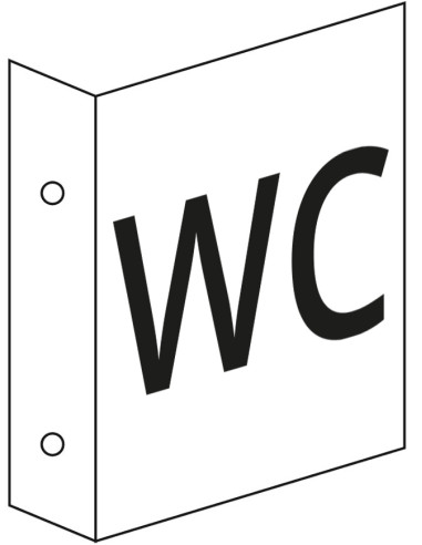 WC haakse bord, pvc, 200 x 200 mm, wit zwart