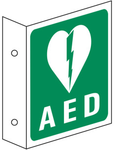Haaks AED bord met tekst, kunststof, E010, groen wit