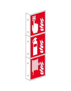 Haaks brandmelder, blusser en -slang combibord, kunststof