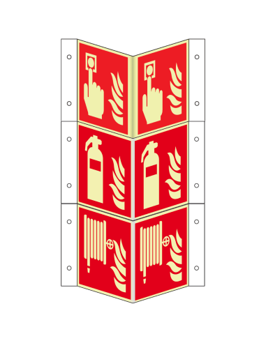 Panorama brandmelder, blusser en -slang combibord, naschijnend