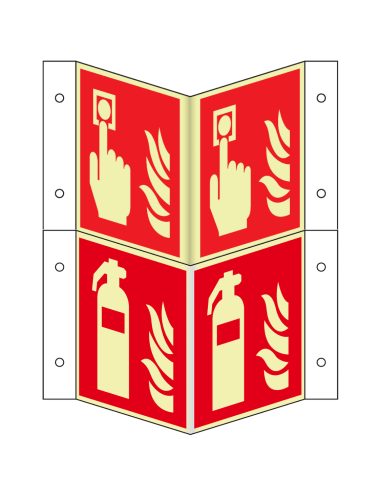 Panorama brandmelder en -blusser combibord, naschijnend