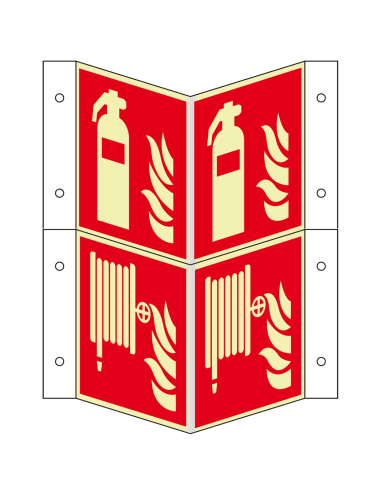 Panorama brandblusser en -slang combibord, naschijnend