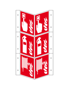 Panorama brandmelder, blusser en -slang combibord, kunststof