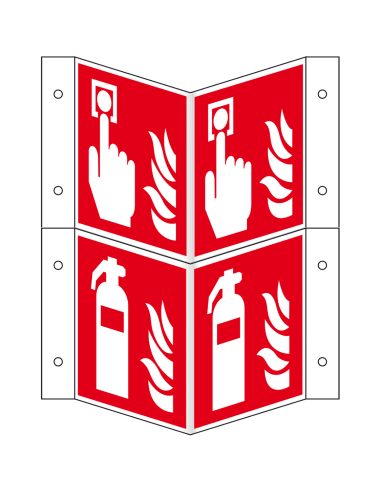 Panorama brandmelder en -blusser combibord, kunststof