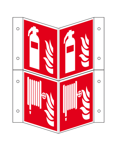 Panorama brandblusser en -slang combibord, kunststof