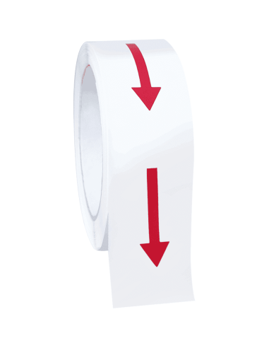 Pijl sticker simpel op rol, rood 500 stickers op rol