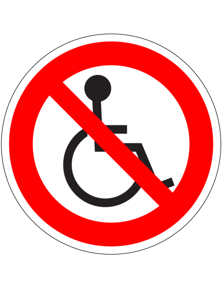 Geen rolstoelen bord - rood wit - rond - symbool rolstoel met rode streep