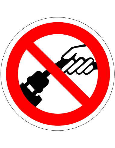 Verboden aan kabel te trekken bord - rood wit - rond - symbool hand en kabel met rode streep