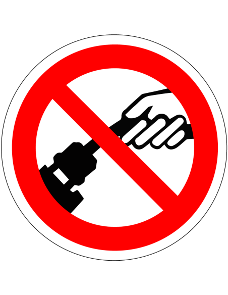 Verboden aan kabel te trekken bord - rood wit - rond - symbool hand en kabel met rode streep