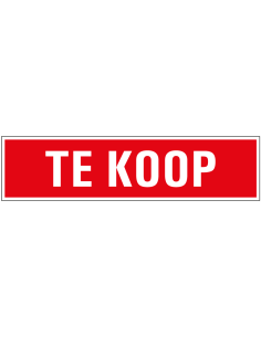 Te koop bord - rood wit - tekst te koop - rechthoekig