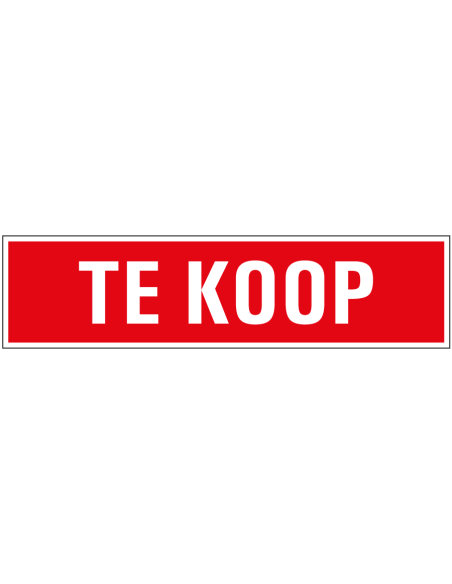 Te koop bord - rood wit - tekst te koop - rechthoekig