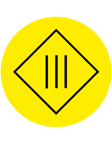Elektrische veiligheidsklasse 3 sticker - vel - geel zwart - rond