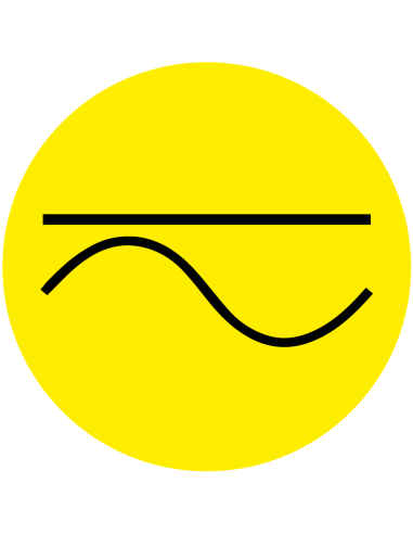 Gelijk- en wisselstroom sticker - vel - geel zwart - rond