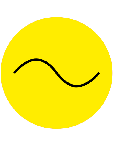 Wisselstroom sticker - vel - geel zwart - rond - symbool wisselstroom