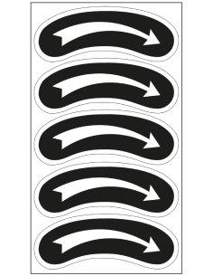 Pijl sticker draairichting rechts, zwart wit - 5 per vel