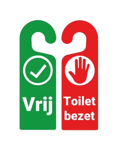 Vrij toilet bezet deurhanger, kunststof, 300 x 100 mm, groen rood