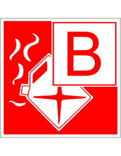 Brandklasse B bord - rood wit - vierkant - symbool B en vloeistoffen