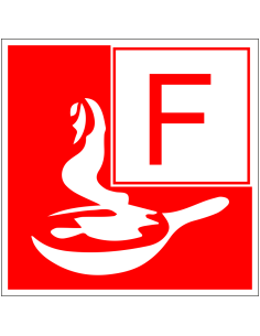 Brandklasse F bord - rood wit - vierkant - symbool F en vetbranden