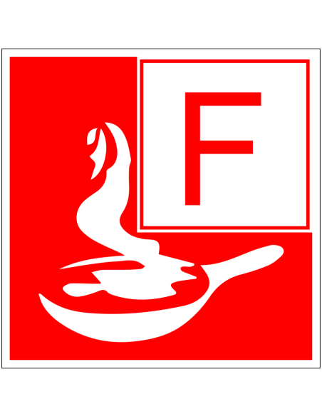 Brandklasse F bord - rood wit - vierkant - symbool F en vetbranden