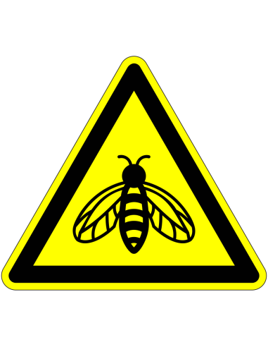 Pas op bijen bord - geel zwart - driehoekig - symbool bij of wesp