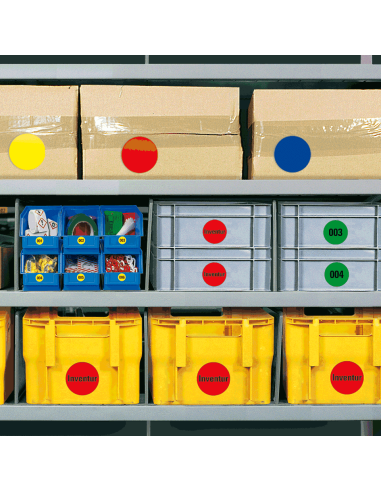 Ronde blauwe markeringsstickers - zelfklevend papier - 500 stuks op rol