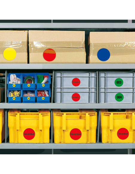 Ronde blauwe markeringsstickers - zelfklevend papier - 500 stuks op rol