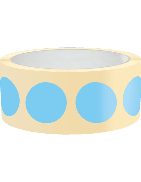 Ronde blauwe markeringsstickers - zelfklevend papier - 500 stuks op rol
