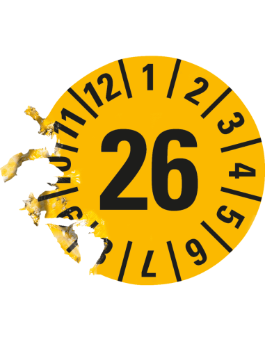 Keuringssticker jaartal 26, 15 mm, 420 per boekje