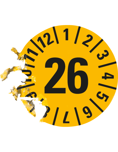 Keuringssticker jaartal 26, 15 mm, 420 per boekje