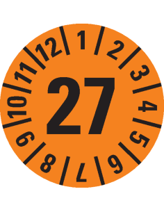 Keuringssticker jaartal 27, 15 mm, 420 per boekje
