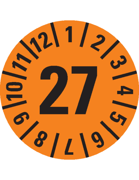 Keuringssticker jaartal 27, 15 mm, 420 per boekje