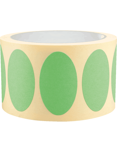 Ovalen groene markeringsstickers - zelfklevend papier - 500 stuks op rol