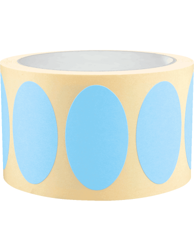 Ovalen blauwe markeringsstickers - zelfklevend papier - 500 stuks op rol