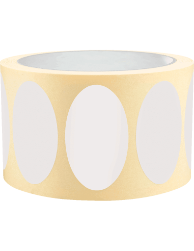 Ovalen witte markeringsstickers - zelfklevend papier - 500 stuks op rol