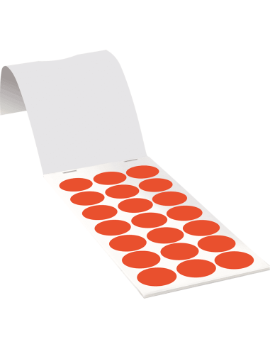 Ronde rode markeringsstickers in boekje - zelfklevend papier